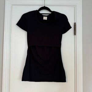 Boob Design Maternity Organic Cotton Nursing Short Sleeve Shirt Black Small